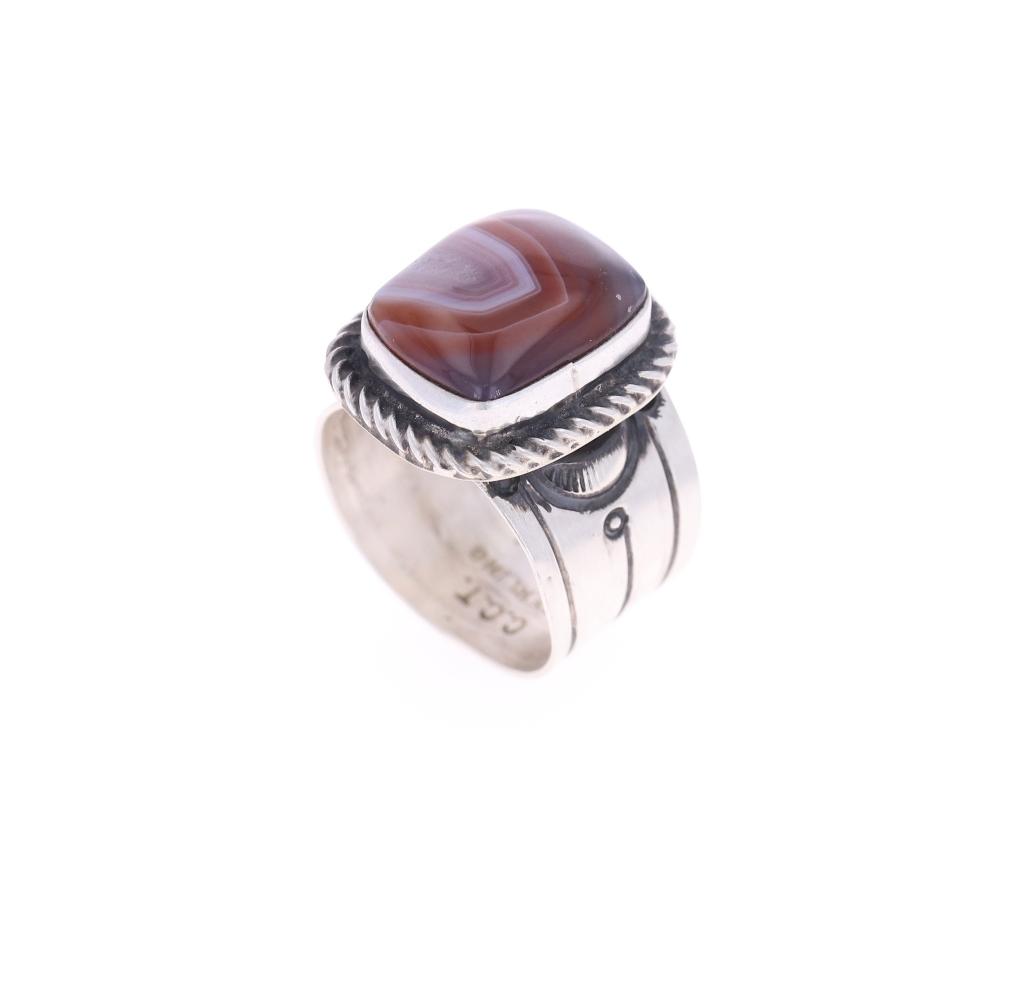 Navajo Chaz Tsosie Sterling Silver Carnelian Ring