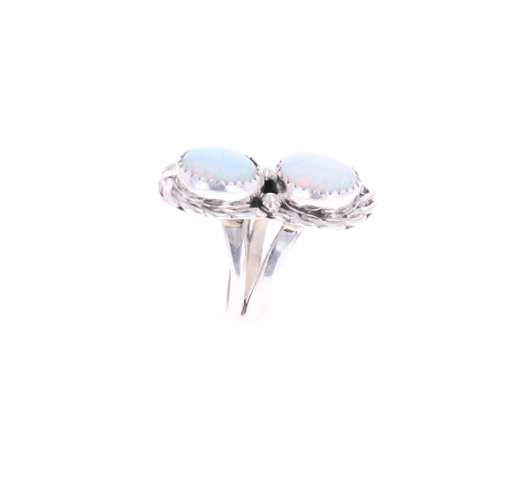 Navajo Jennifer Begay S. Silver White Opal Ring