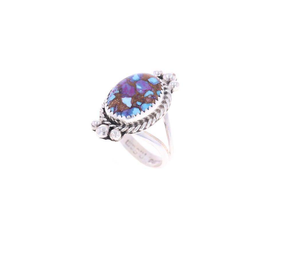 Navajo R Sam Sterling Silver Mojave Turquoise Ring