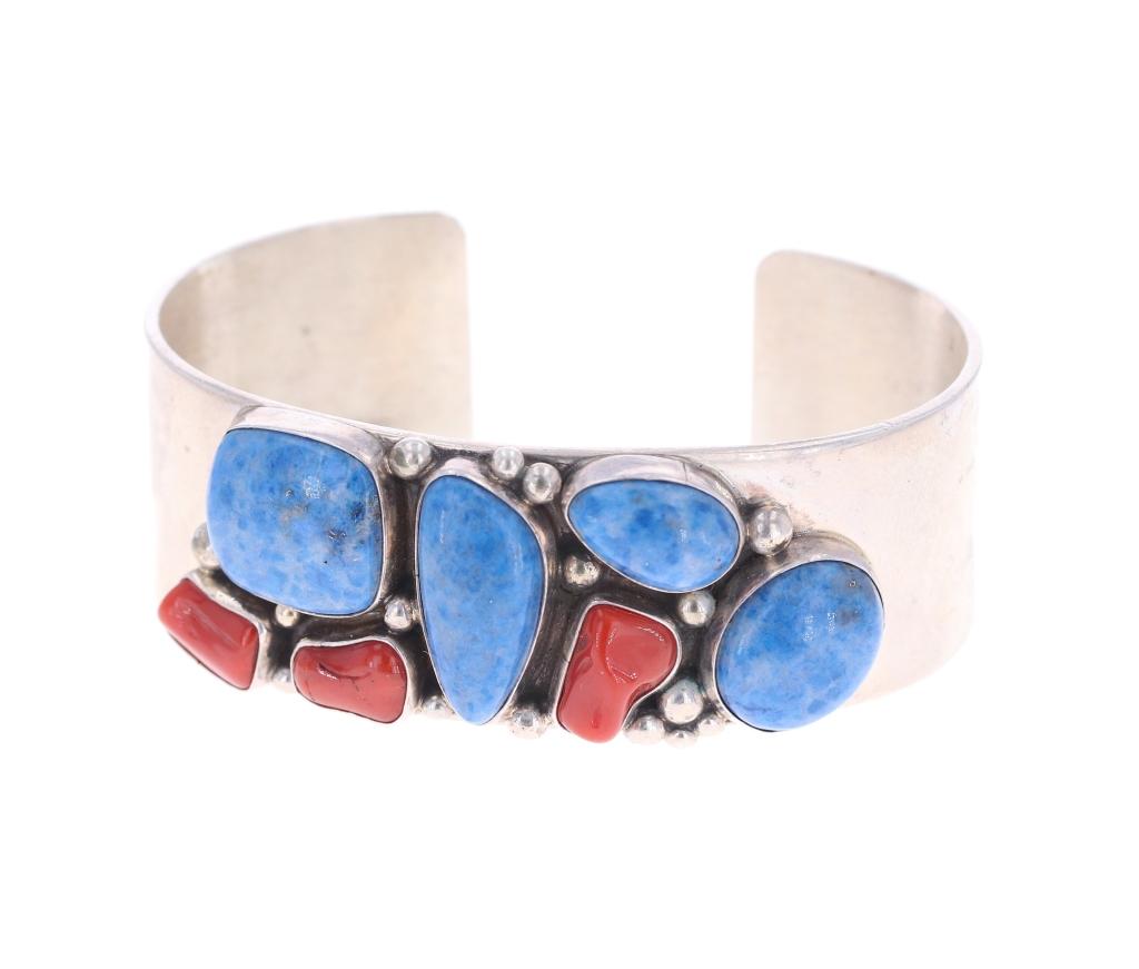 Navajo J. Linkin Sterling & Turquoise Bracelet