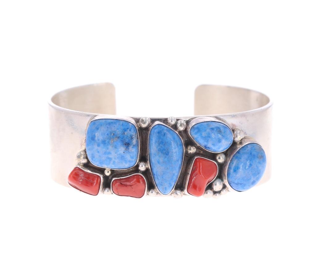 Navajo J. Linkin Sterling & Turquoise Bracelet
