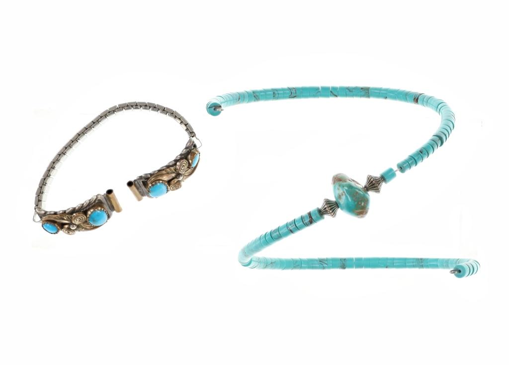 Sterling Turquoise Watchband and Turquoise Choker