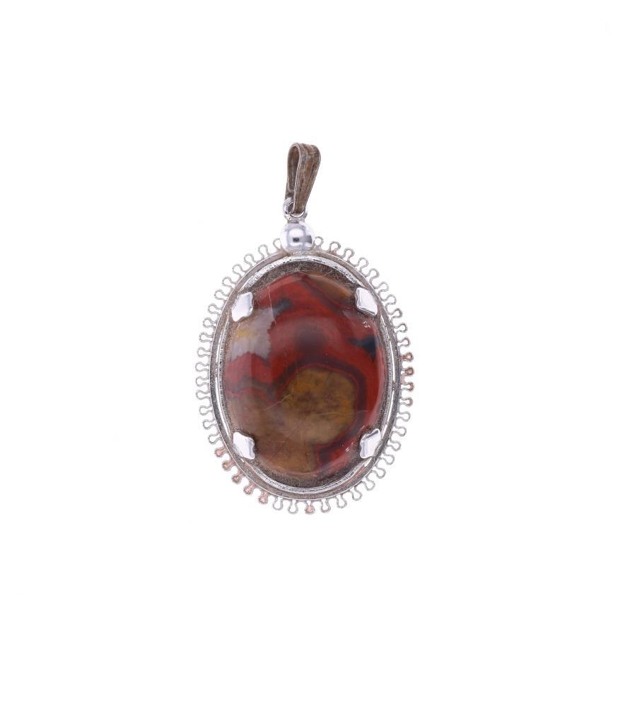 Sterling & Morgan Hill Poppy Jasper Pendant