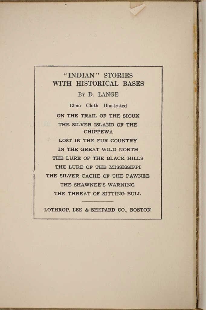 "The Threat of Sitting Bull" by D. Lange 1st Ed.