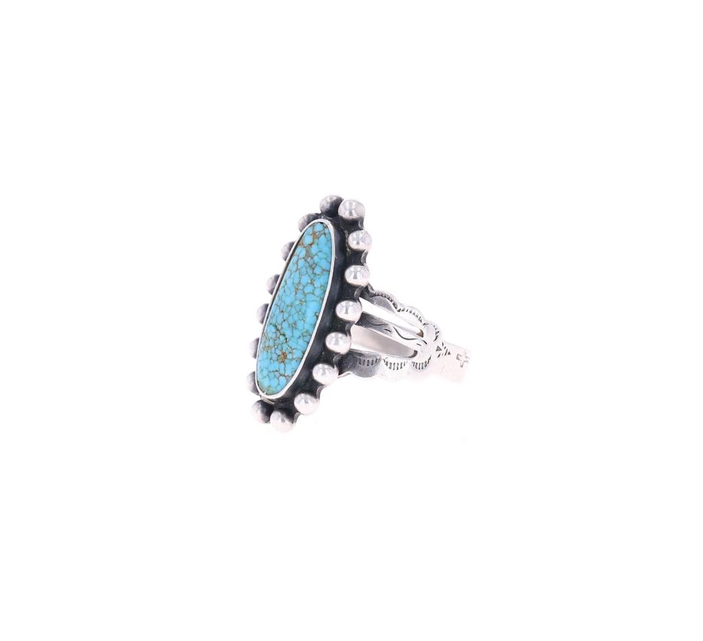 Navajo Fred Harvey Era Silver #8 Turquoise Ring