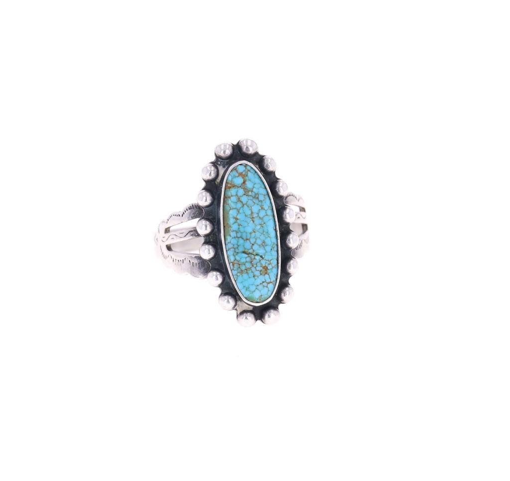 Navajo Fred Harvey Era Silver #8 Turquoise Ring