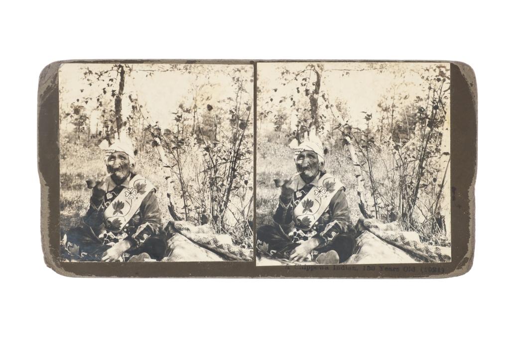 RARE Ojibwe Member John Smith Stereoview c. 1921