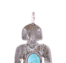 Navajo Sterling Silver Turquoise Kachina Pendant