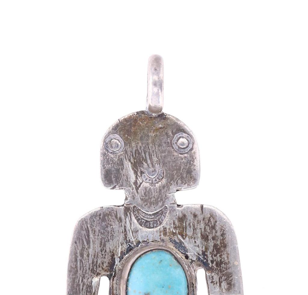 Navajo Sterling Silver Turquoise Kachina Pendant