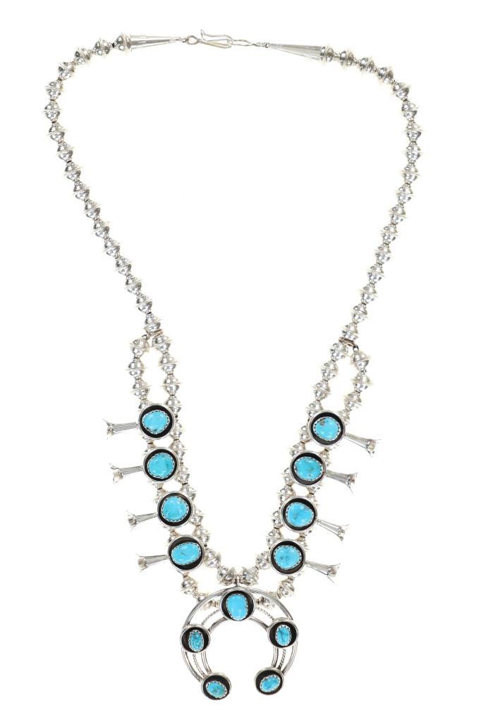 Navajo G. Smith Turquoise Squash Blossom Jewelry