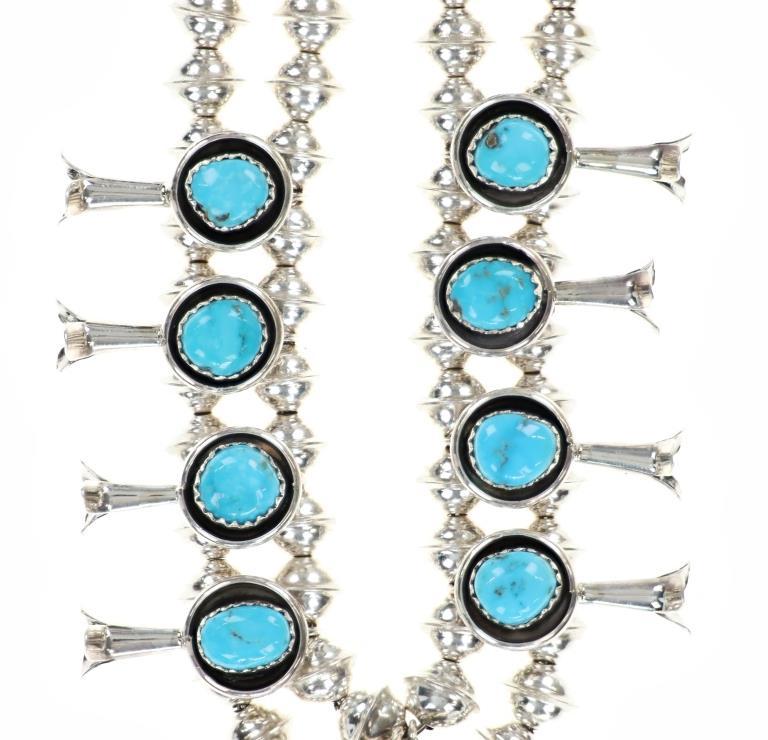 Navajo G. Smith Turquoise Squash Blossom Jewelry
