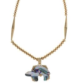 Navajo J.T. Nelson 14K GOLD Micro-Inlaid Necklace