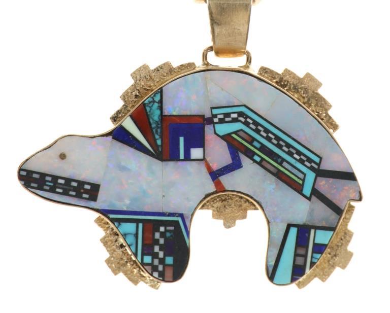 Navajo J.T. Nelson 14K GOLD Micro-Inlaid Necklace