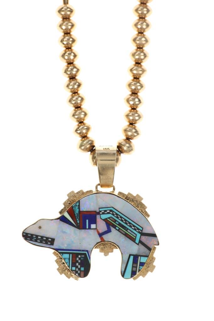 Navajo J.T. Nelson 14K GOLD Micro-Inlaid Necklace
