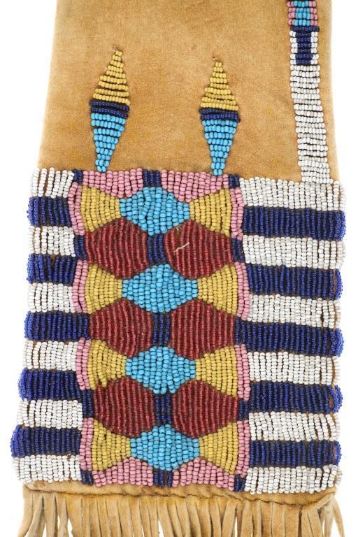 Ca. 1870 Cheyenne Four Tab Beaded Hide Pipe Bag