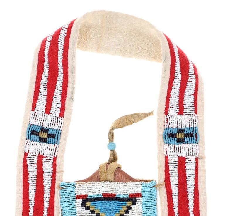 Blackfeet Beaded Signal Mirror Bag & Tacked Mirror