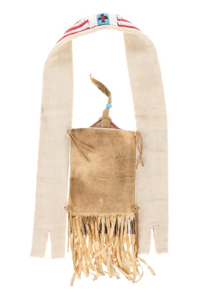 Blackfeet Beaded Signal Mirror Bag & Tacked Mirror