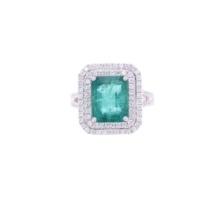 5.11ct Emerald VS2 Diamond Platinum Ring