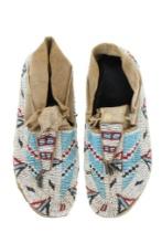 19th C. Cheyenne Beaded Buffalo Hide Moccasins