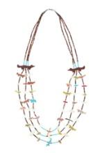 Zuni Multi-Strand Bird Fetish Necklace ca. 1960s