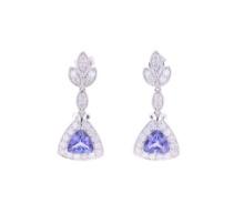 4.07ct Tanzanite Diamond & Platinum Earrings