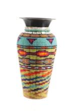 Kathleen Kills Thunder Beaded Tall Vase