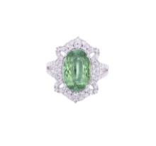 GIA 5.46ct Tourmaline & VS1 Diamond Platinum Ring