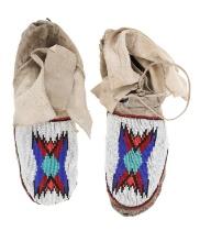 C. 1950s Montana Blackfoot Beaded Mens Moccasins