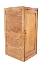 Antique Oak Panel Industrial Cabinet