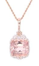 48.93ct Morganite Diamond & 14k Rose Gold Necklace