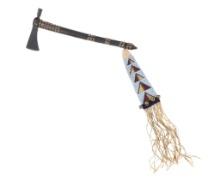 19th-Century Oglala Pipe Tomahawk w/ Beaded Drop