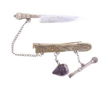 Antique Argentina Gaucho Silver Knife Charm Pin