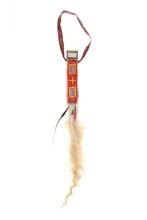 Lakota Sioux Quilled Hair Roach Ornament w/ Mirror