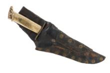 19th-century Apache Antler Knife & Leather Sheath