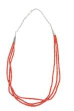 Navajo Natural Branch Coral Sterling Necklace