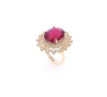 17.67ct Ruby & Diamond 14k Yellow Gold Ring