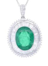 13.88ct Emerald VS2 Diamond Platinum Necklace