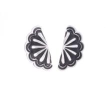 Navajo Sterling Silver Half Concho Earring Pair