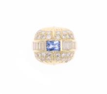 Unheated Sapphire 3.0ct VS2 Diamond 18k Gold Ring