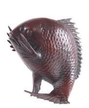 Japanese Okimono TOYO Cast Iron TAI Fish Art