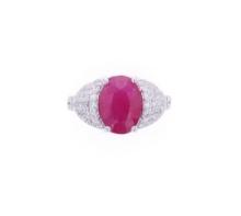 GIA Burmese Ruby VS2 Diamond & Platinum Ring