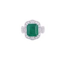 GIA 3.86ct Emerald VS2 Diamond & Platinum Ring