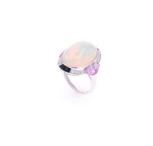 8.58ct Opal, Sapphire & VS2 Diamond Platinum Ring