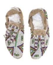 19th C. Sioux Bifurcated Beaded Buffalo Moccasins