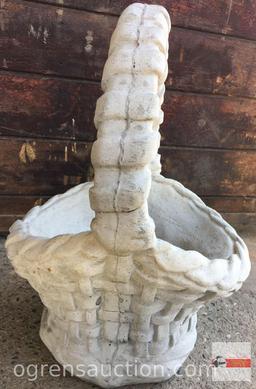 Yard & Garden Statuary - Cement basket weave planter, 20"h