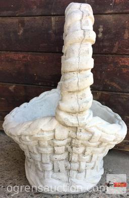 Yard & Garden Statuary - Cement basket weave planter, 20"h