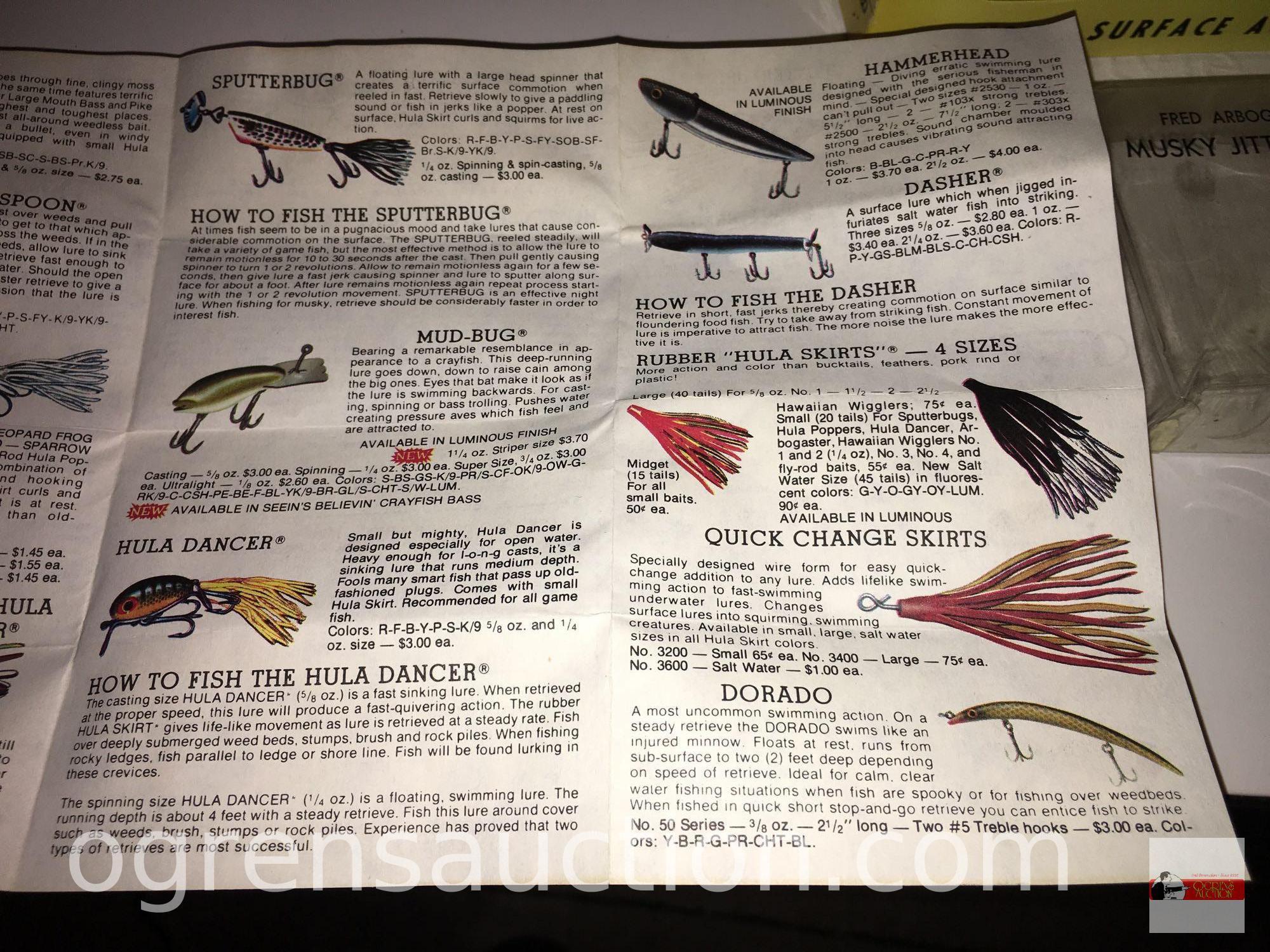 Fishing - Lures - 3 Fred Arbogast Musky Jitterbug, new in box