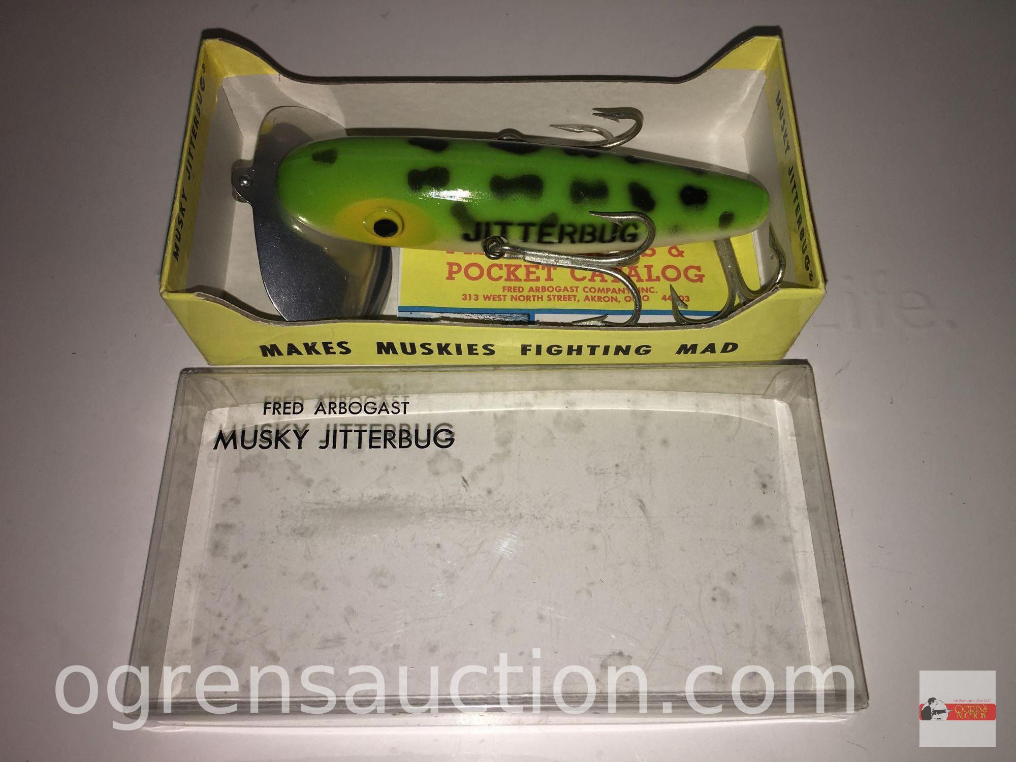 Fishing - Lures - 3 Fred Arbogast Musky Jitterbug, new in box