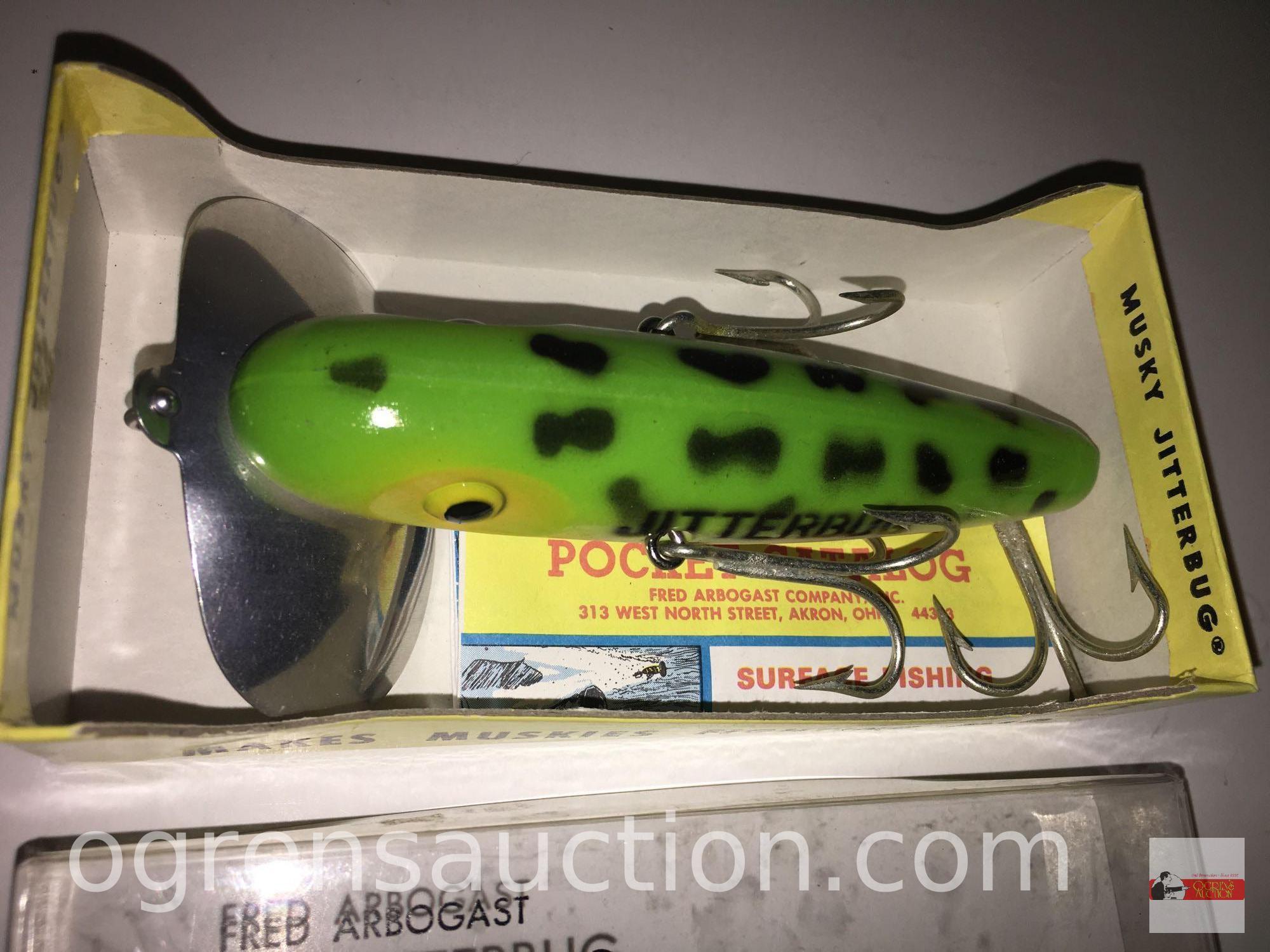 Fishing - Lures - 3 Fred Arbogast Musky Jitterbug, new in box