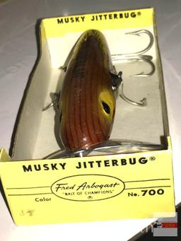 Fishing - Lures - 3 Fred Arbogast Musky Jitterbug, new in box